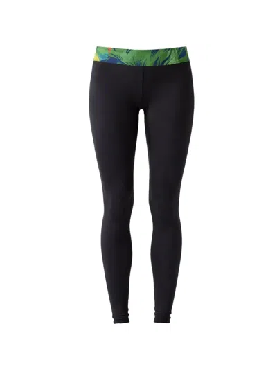 Reebok Patterned Waistband Leggings In Black
