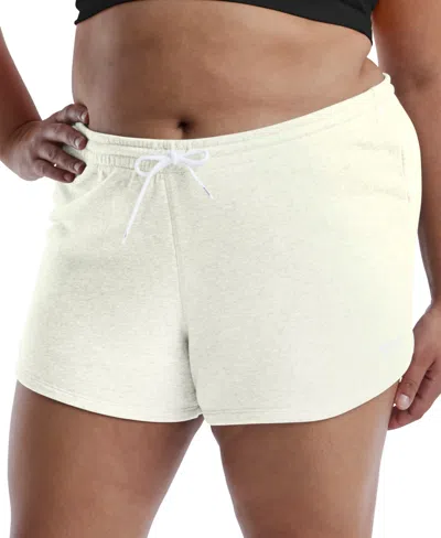 Reebok Plus Size Active Identity French Terry Pull-on Shorts In Chalk Melange