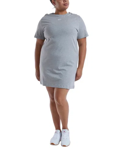 Reebok Plus Size Cotton Short-sleeve T-shirt Dress In Medium Grey Heather |  ModeSens