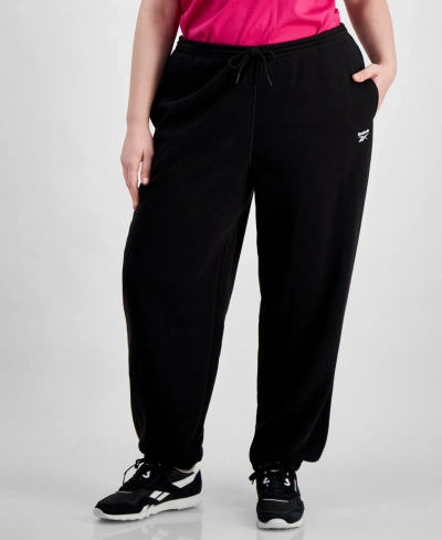 Reebok Plus Size Slim-fit French Terry Sweatpants In Black