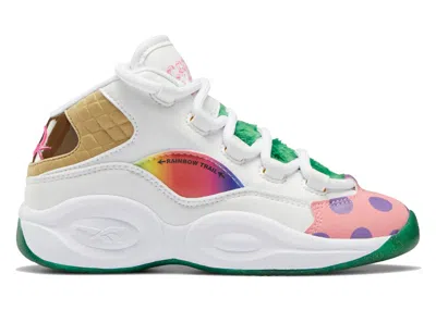 Pre-owned Reebok Question Mid Candy Land Sneakers In White/pixie Pink/goal Green In Multi