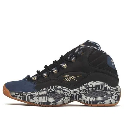 Reebok Question Mid Sneakers In Black In Black/collegiate Navy/grey