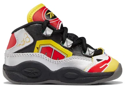Pre-owned Reebok Question Mid Power Rangers Megazord Sneakers In Black/silver Metallic/vector Red