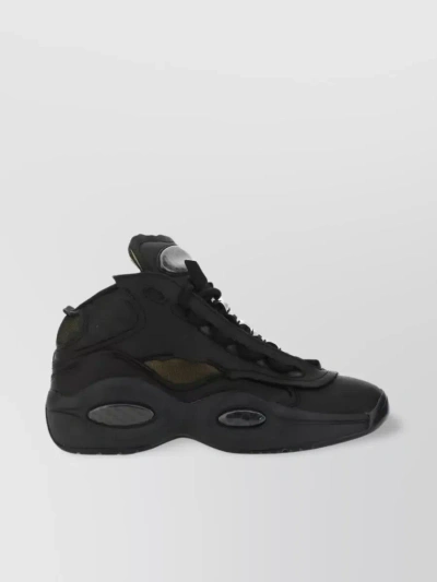 Reebok Sculpted Leather Sneakers With Distinctive Sole In Black