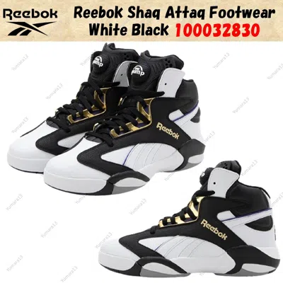 Pre-owned Reebok Shaq Attaq Footwear White Black 100032830 Men's Size