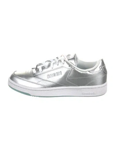 Pre-owned Reebok Signature Logo Leather Sneakers In Silver