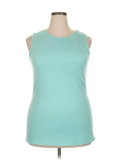 Pre-owned Reebok Sleeveless Top Teal Keyhole Neckline Tops In Blue