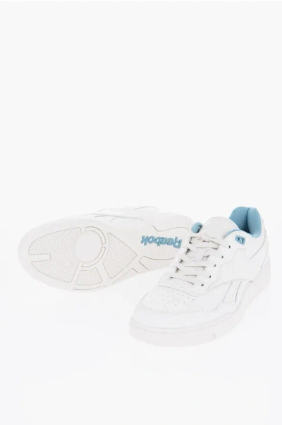 Reebok Solid Color Leather Bb4000 Low-top Sneakers With Contrast In In White