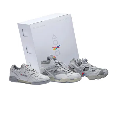 Pre-owned Reebok Sony Playstation X Workout Plus X Pump Omni Zone 2 X  Instapump Fury 94 '30th Anniversary Stac In Gray
