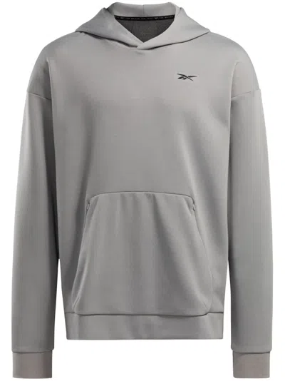 Reebok Strength Logo-embroidered Hoodie In Gray