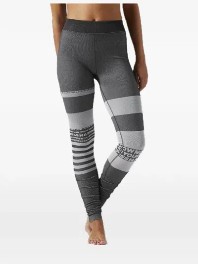 Reebok Striped Leggings In Gray