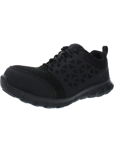 Reebok Sublite Cushion Womens Faux Leather Composite Toe Work & Safety Shoes In Black