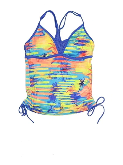 Pre-owned Reebok Swimsuit Top Blue Tie-dye Pattern Swimwear