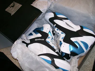 Pre-owned Reebok Sz 13  Shaq Attaq Pump Gx3881 Orlando Question Mid Iverson Shaqnosis In White Blue Black Grey