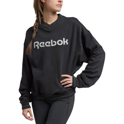Reebok Team Crew Womens Cotton Sweatshirt In Black