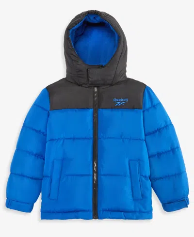 Reebok Babies' Toddler Boys' 2t-5t Hooded Fleece-lined Puffer Jacket In Blue