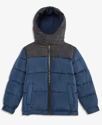 Reebok Babies' Toddler Boys' 2t-5t Hooded Fleece-lined Puffer Jacket In Blue