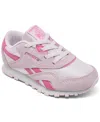 Reebok Toddler Girls Classic Nylon Stretch Lace Casual Sneakers From Finish Line In Pink