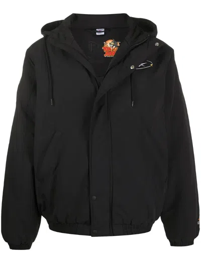 Reebok Tom And Jerry Hooded Logo Jacket In Black