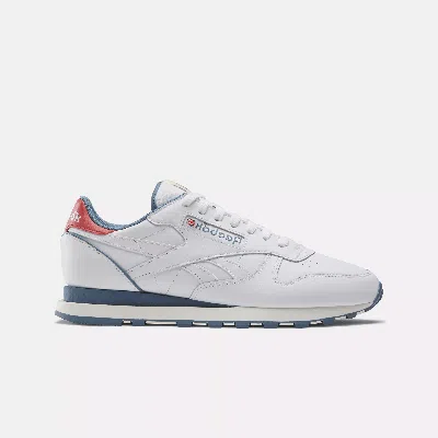 Reebok Unisex Classic Leather Shoes In Ftw Wht/blue Slate/asteroid Dust