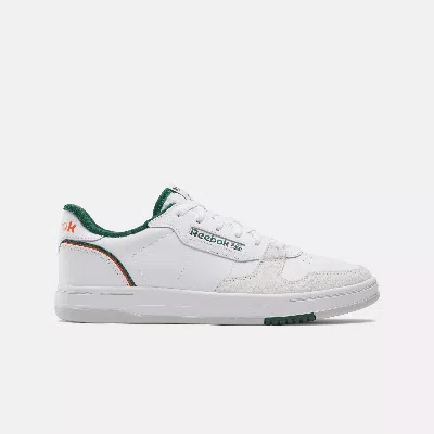 Reebok Unisex Phase Court Shoes In White / White / Dark Green