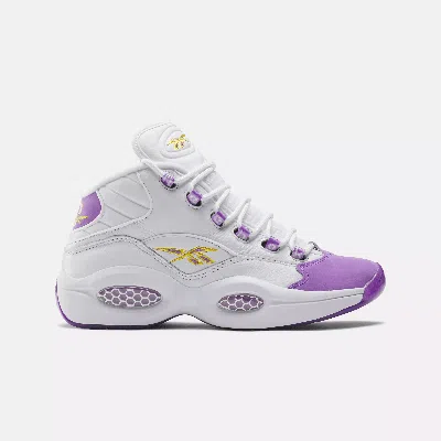 Reebok Unisex Question Mid Basketball Shoes In Ftwr White / Grape Punch / Alway