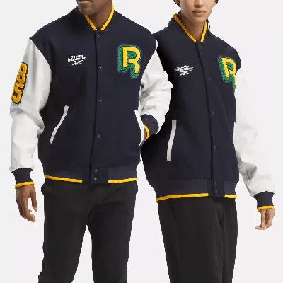 Reebok Unisex  X Sports Illustrated Varsity Jacket In Power Navy