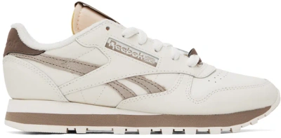 Reebok White & Taupe Classic Leather 1983 Sneakers In Chalk/ash/utibro