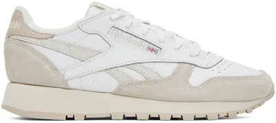 Reebok White & Taupe Classic Sneakers In Ftwr White/chalk/stu
