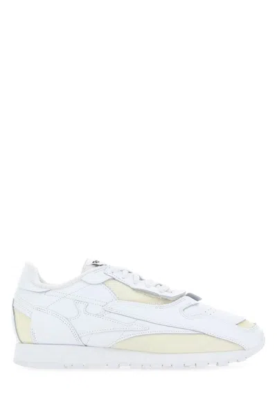 REEBOK WHITE LEATHER AND FABRIC PROJECT 0 CL MEMORY OF V2 SNEAKERS