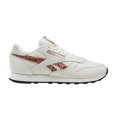 Pre-owned Reebok Wmns Classic Leather 'cheetah Side Print' | White | Women's Size 11