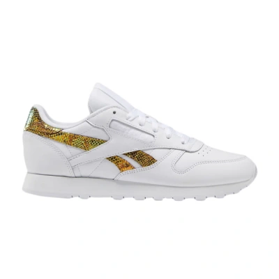 Pre-owned Reebok Wmns Classic Leather 'iridescent Snakeskin Stripe' In White