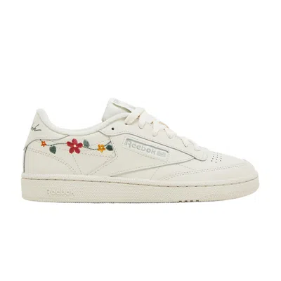 Pre-owned Reebok Wmns Club C 85 'embroidered Floral - Bone Vintage Green' In Cream