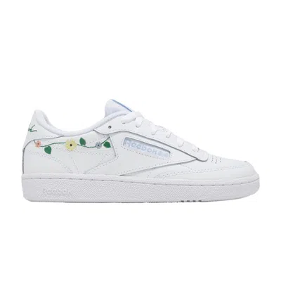 Pre-owned Reebok Wmns Club C 85 'embroidered Floral - White Pale Blue'