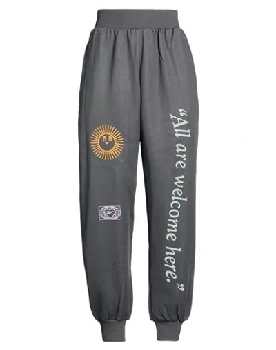 Reebok Woman Pants Grey Size M Cotton, Polyester In Gray