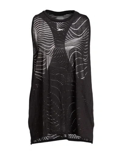 Reebok Woman Tank Top Black Size 18-20 Recycled Polyester, Viscose, Cotton