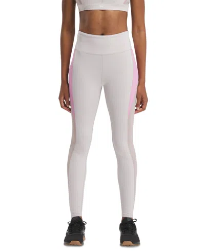 Reebok Women's Active Lux High-rise Colorblocked Tights In Moonstone,ash