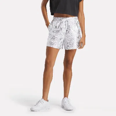 Reebok Women's B-ball Off-court Allover Print Shorts 5" In White
