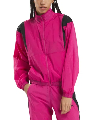 Reebok Women's Back Vector Colorblocked Track Jacket In Semi Proud Pink