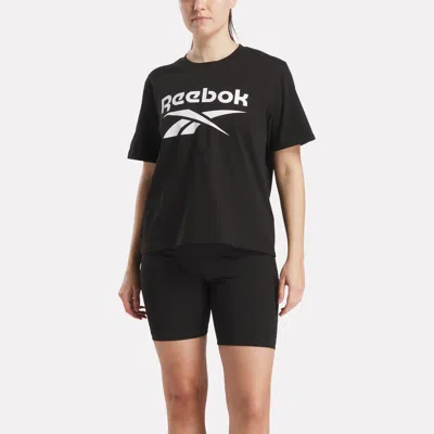 Reebok Women's Big Logo Oversized Crew Short Sleeve Tee In Black