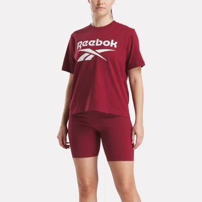 Reebok Women's Big Logo Oversized Crew Short Sleeve Tee In Burgundy