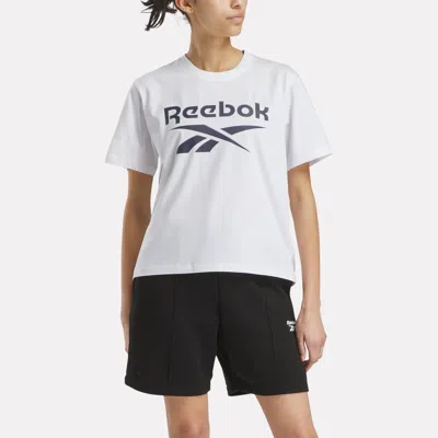 Reebok Women's Big Logo Oversized Crew Short Sleeve Tee In White