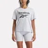 Reebok Women's Big Logo Oversized Crew Short Sleeve Tee In White