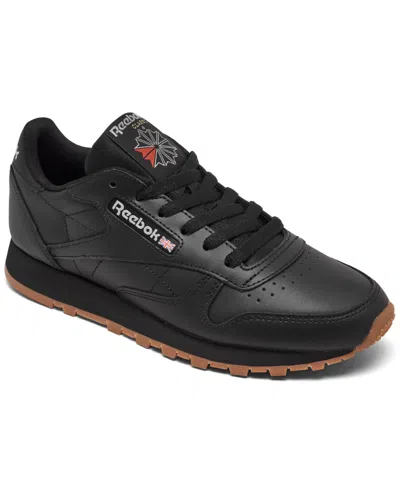 Reebok Women's Classic Leather Casual Sneakers From Finish Line In Black,gum