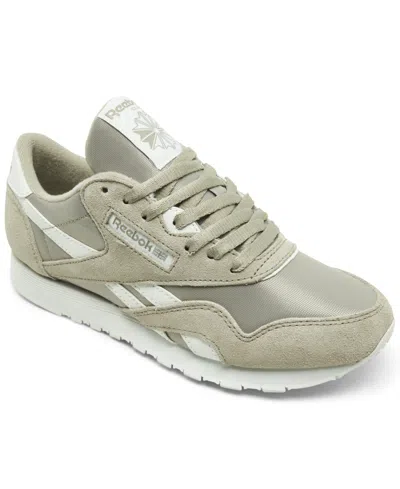 Reebok Women's Classic Nylon Casual Sneakers From Finish Line In Ash,white
