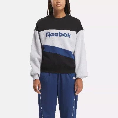 Reebok Women's Classics Basketball Vintage Color Block Crew Sweatshirt In Light Grey Heather