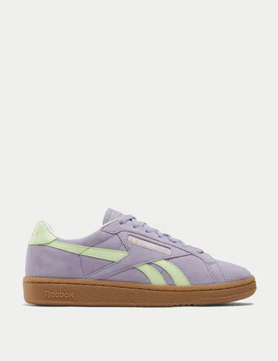 Reebok Purple & Green Club C Grounds Uk Sneakers In Dusk Purple / Astro Lime / Gum