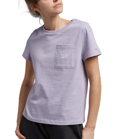 Reebok Women's Cotton Identity Classics Patch-pocket T-shirt In Dusk Purple
