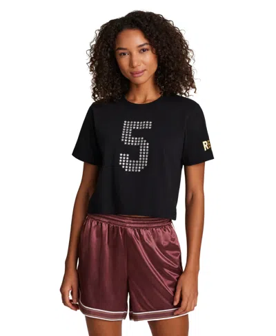 Reebok Women's Cropped Basketball Graphic T-shirt In Black