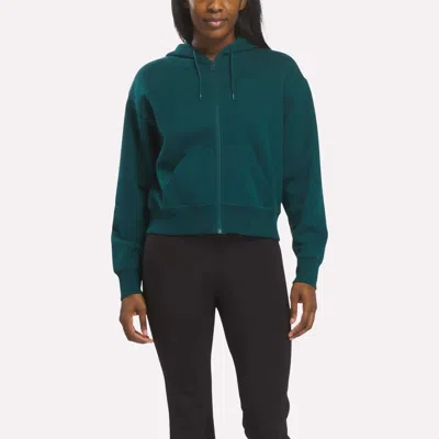 Reebok Women's Cropped Full-zip Hoodie In Green